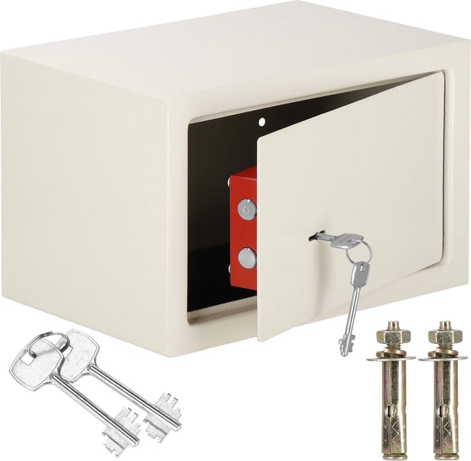 Springos Kluis - Sleutelkluis - Kluisje met Sleutel - 31 x 20 x 20 cm - Beige