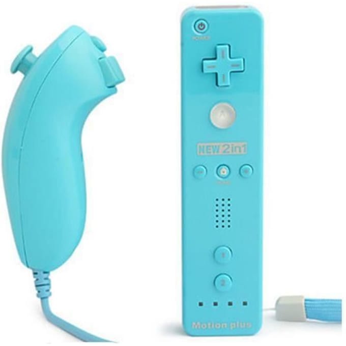 Manette de jeu - Nintendo - Wiimote Controller Nunchuk - Bluetooth - Couleur Bleu - Motion Plus bleu