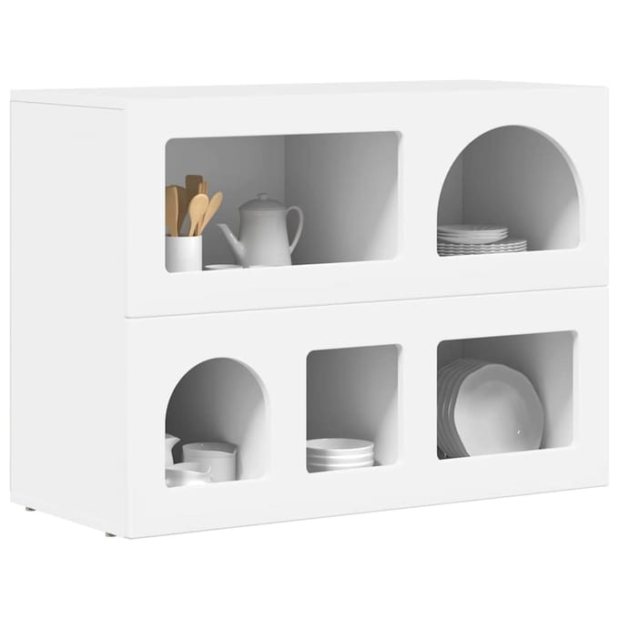vidaXL - Dressoir - ELST - Wit - 80.5 - x - 35 - x - 59 - cm - Bewerkt - hout