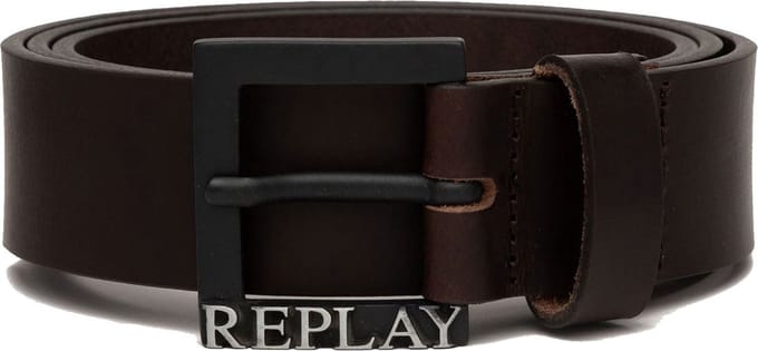 REPLAY Leren Riem Leather Belt W95 Brown Three Donkerbruin