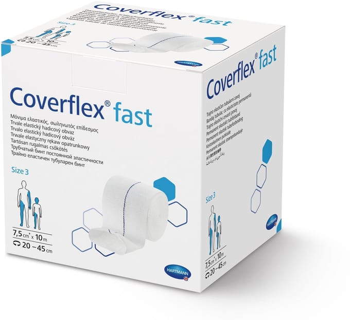 Hartmann coverflex fast buisverband 7,5 cm x 10 meter maat 3 blauw