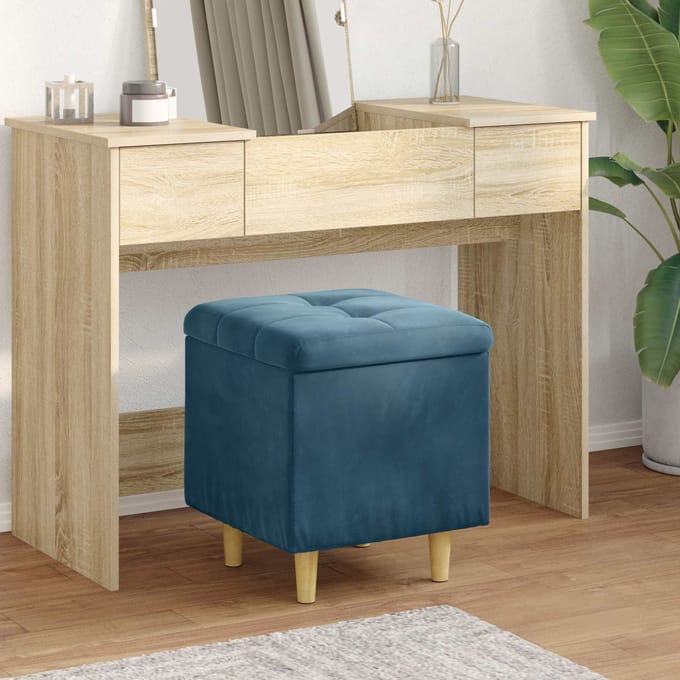 vidaXL - Ottoman - met - opslag - Blauw - 40 - x - 40 - x - 45 - cm - Fluweel