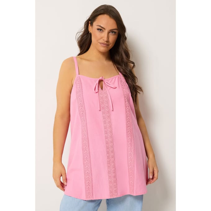 Yours Roze Gehaakte Linnen Cami Vesttop Size 42