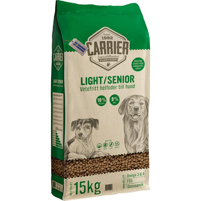 2 x 15 kg Carrier Light/Senior droog hondenvoer