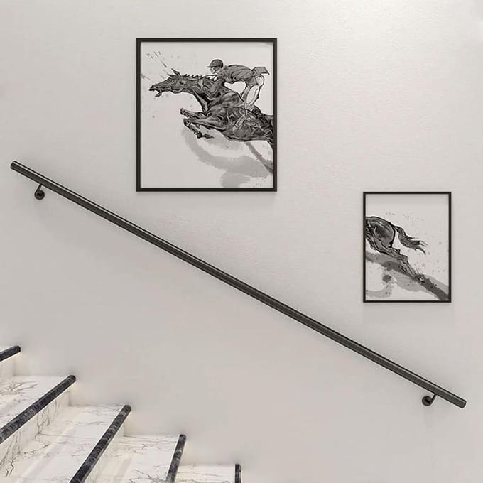 Metalen trapleuning - Muursteun leuning - Veilig traplopen - Stevig smeedijzer - 200cm - Zwart