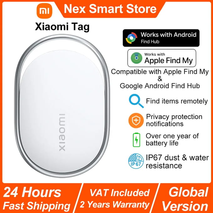 Xiaomi Tag - Bluetooth Tracker & KeyFinder - Werkt met Apple Find My & Android Find My Device - Sleutel, Tas en Bagage Tracker - IP67 Waterbestendig - 1 Pack