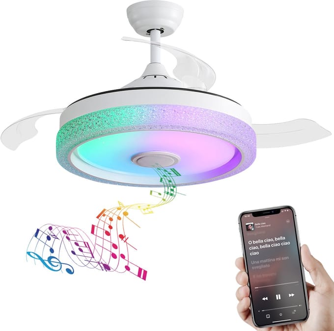 PHOEBE CAT 42 inch Plafondventilator - 3 ABS-ventilatorbladen - LED-verlichting - Bediening via mobiele app - Wit