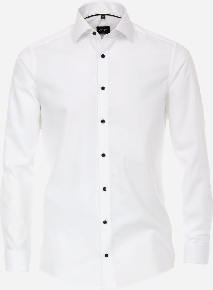 VENTI modern fit overhemd - popeline - wit met dubbele manchet - Strijkvrij - Boordmaat: 36
