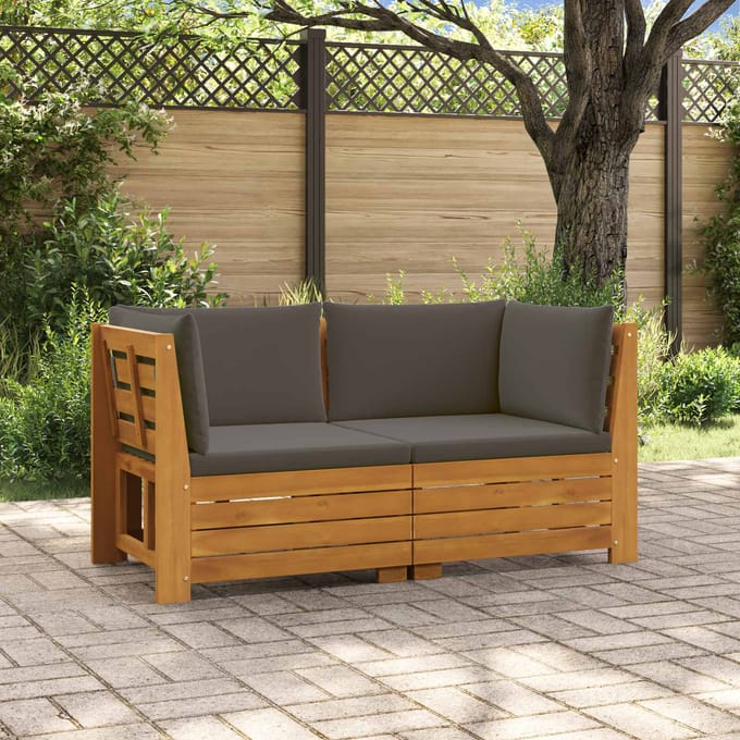 vidaXL - 2 - st - Buiten - bank - set - Massief - Acacia - Hout - Bruin