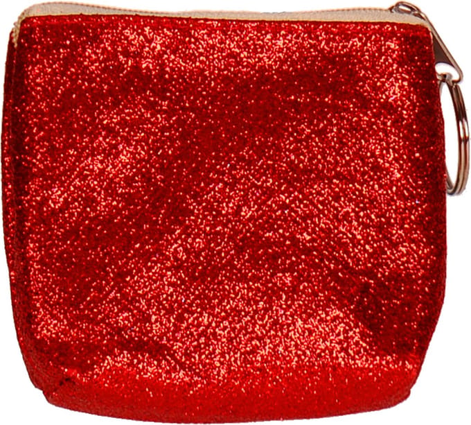 Portemonneetje rits glitters rood - 9x10cm