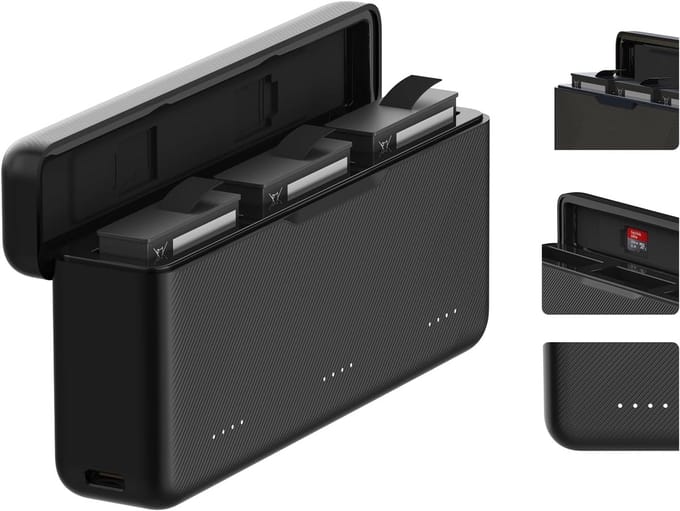 Acculader Actiecamera - Oplader Batterij - Snel Opladen - Drievoudige Laadpoorten - 168 gram