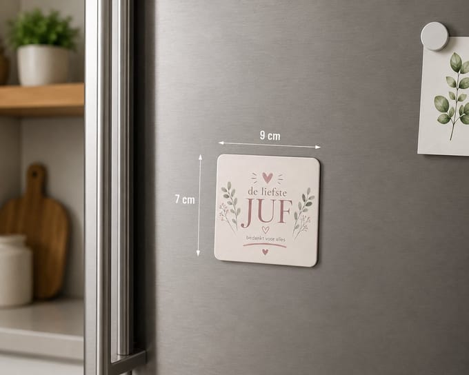 Koelkastmagneet MDF De Liefste Juf – Magneet 9x7 cm – Bedankje voor Juf – Cadeau Einde Schooljaar