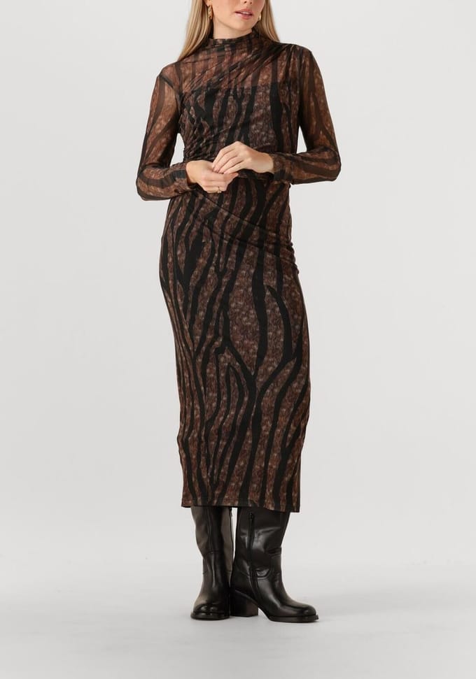 Access D54-3352-0006 Dames - Jurk - Bruin - Maat XS