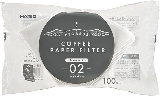 HARIO Pegasus Filterpapier - 02 Size - #1 - 100 Stuks - Wit - Koffiefilter