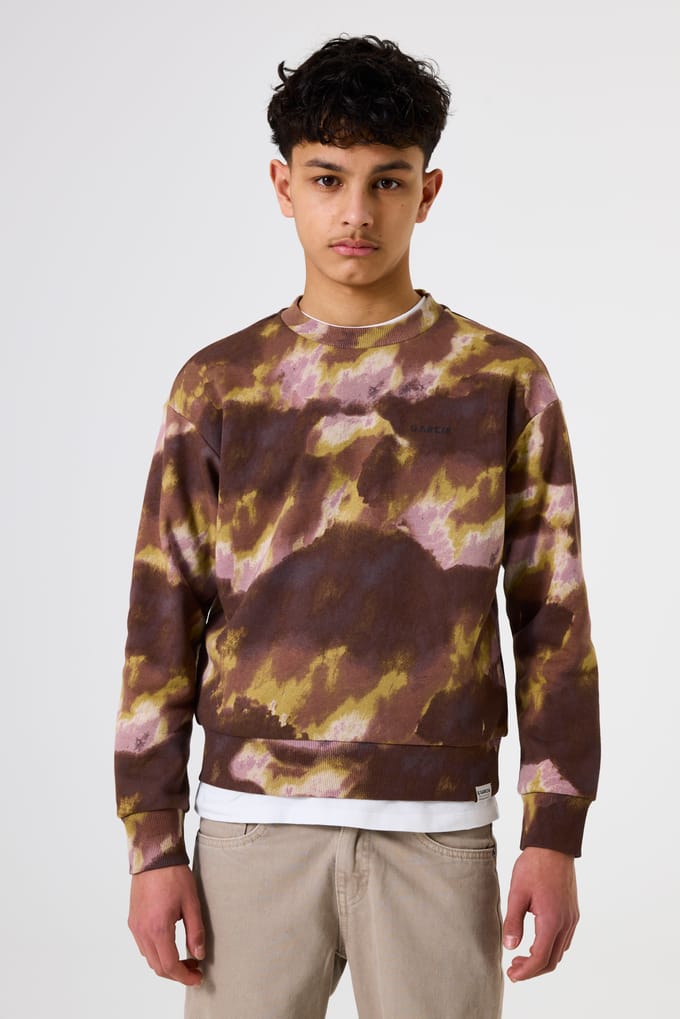 GARCIA Jongens Print Sweater Bruin Lange mouw
