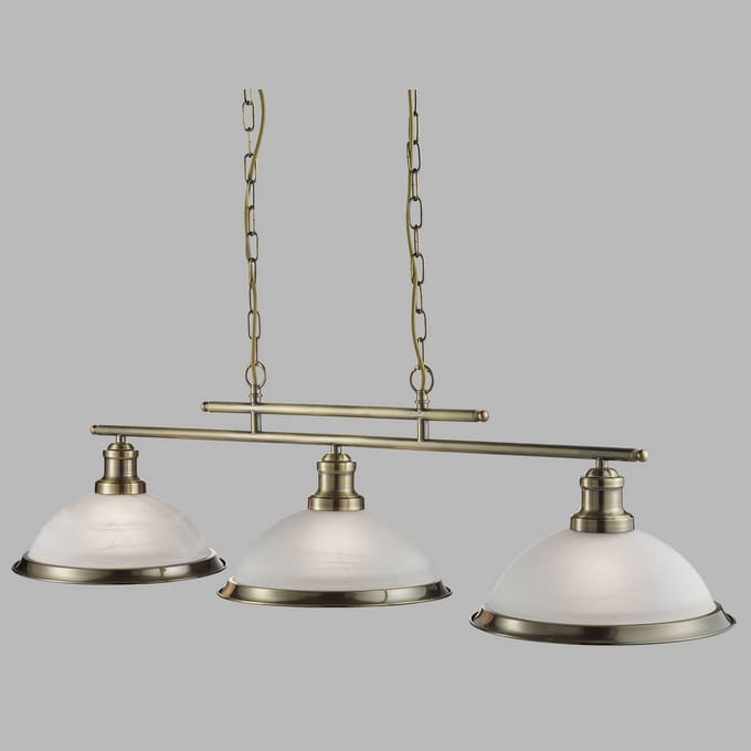 Searchlight Hanglamp Bistro Bar 3-lamps messing/opaal