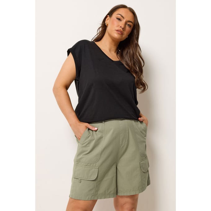 Yours Groene Poplin Cargoshorts Size 48