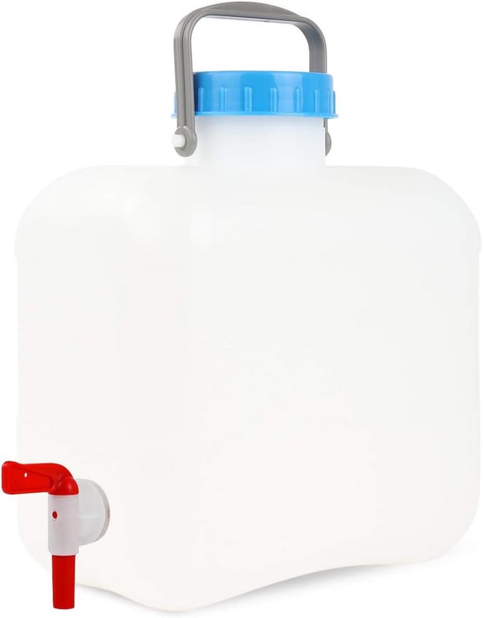 Brede Hals Jerrycan - Water Container - Water Opslag - Met Kraan - 10 Liter - Wit