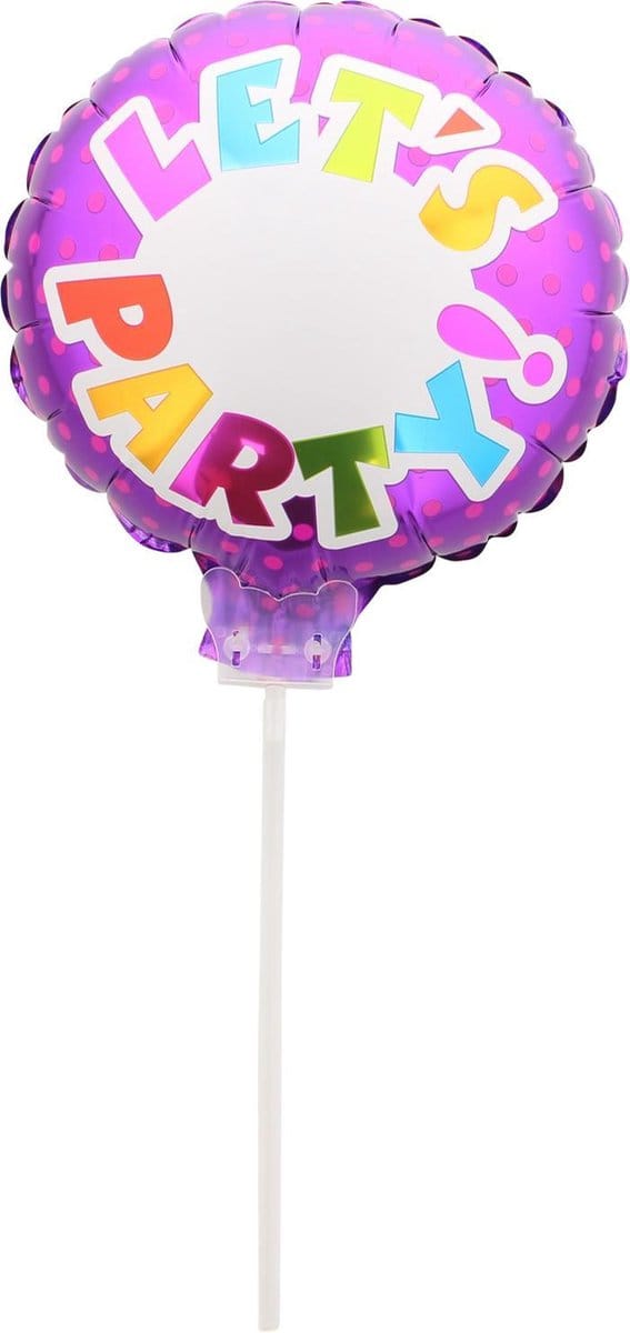 Beschrijfbare folieballon Let's Party paars 23 x 23 cm