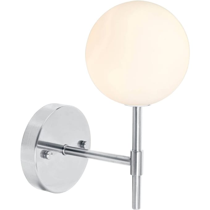 PR Home Sigma S wandlamp, chroom/opaal, 1-lamp 25 cm glas