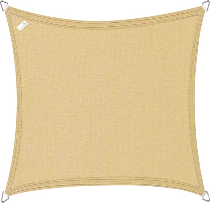 Buitenkado schaduwdoek vierkant 2x2m - HDPE/RVS - zand beige
