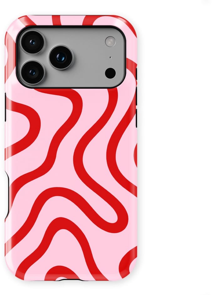 DripCase Curvy Lines Hoesje geschikt voor iPhone 17 Pro Max | Backcover met Mag | Design Tough Case geschikt voor iPhone 17 Pro Max Candy Current