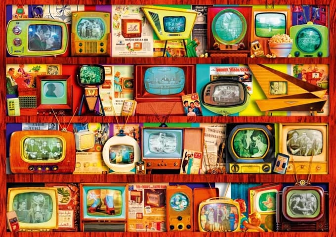 Legpuzzel Televisie - Puzzel Nostalgie - Ontspannen Vrije Tijd - Gedetailleerd Ontwerp - 1000 Stukjes - Multicolor