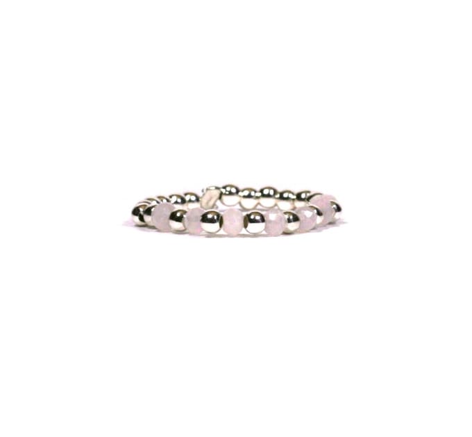 Heaven Eleven - 925 Zilver ring - roze stenen - one size