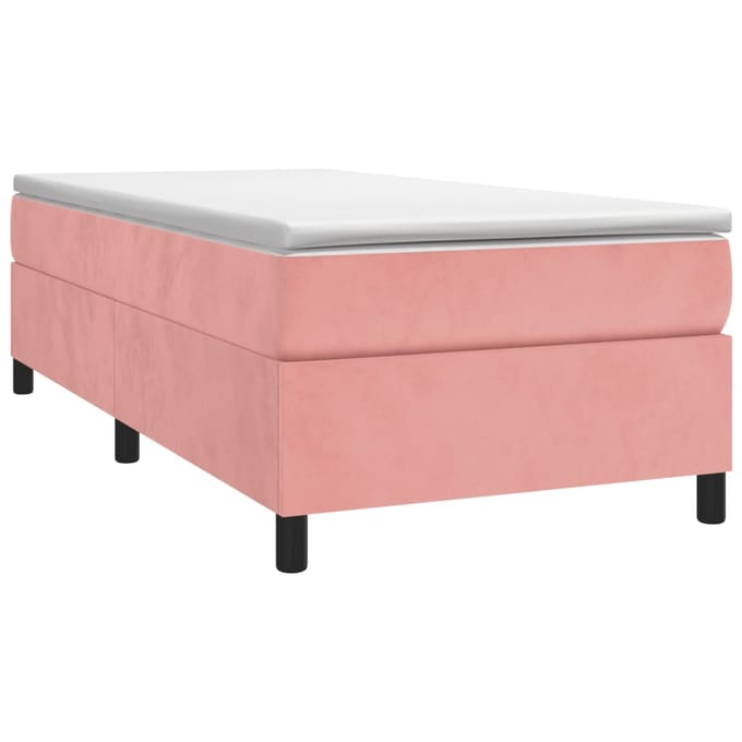 vidaXL - Boxspring - bed - fluweel - roze - 90x190 - cm