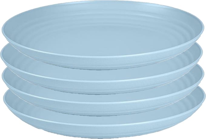 PlasticForte Rond bord/camping bord - 4x - D25 cm - ijsblauw - kunststof