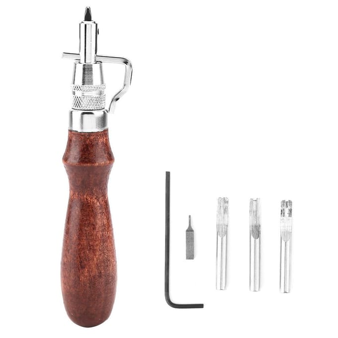 Ensemble d'outils professionnels multifonctionnels 5 en 1 pour le travail du cuir et la couture blanc