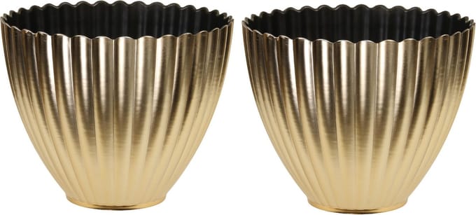 Othmar Plantenpot/bloempot - 2x - binnen - kunststof - goud - D11 x H11 cm