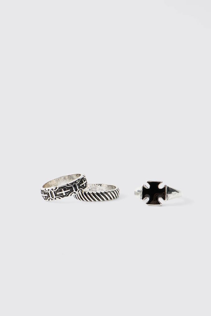 3 Pack Zilveren Ring | Silver | Size Small/Medium