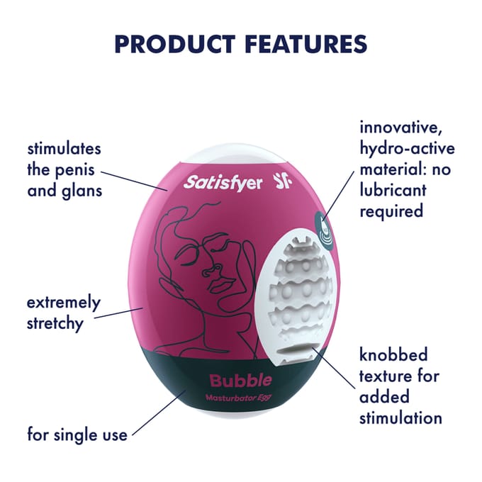 Satisfyer 'Masturbator Egg - Bubble', 3 stuks