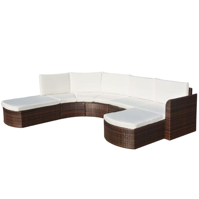 vidaXL - 4-delige - Loungeset - met - kussens - poly - rattan - bruin