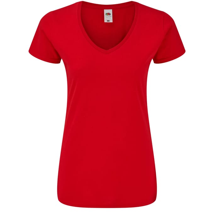 Fruit of the Loom Dames/Dames Iconic 150 V Hals T-shirt (Rood)