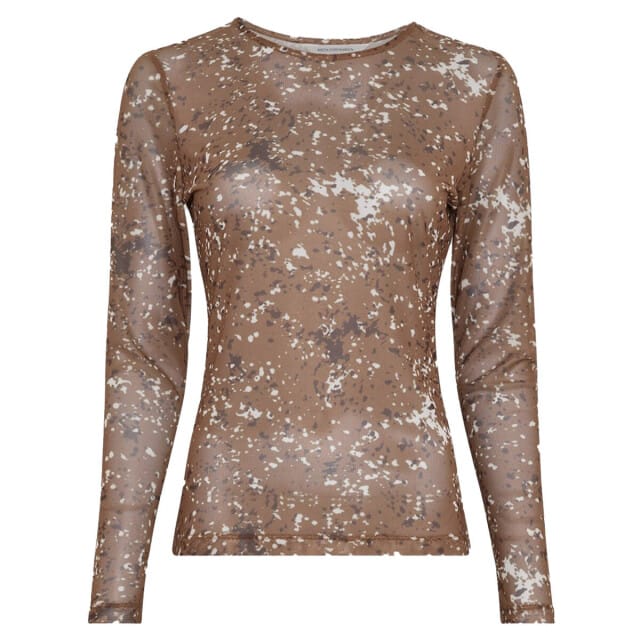 MSCH Copenhagen Mschjanie Illenora Top Aop Tops & T-shirts Dames - Shirt - Bruin - Maat L/XL