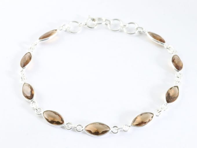 Fijne zilveren armband met rookkwarts