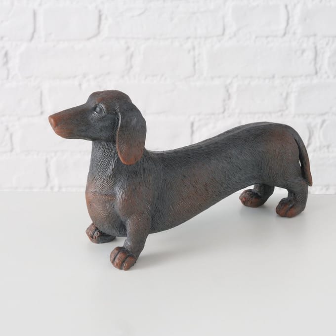 Teckel - Hond - Beeld - Boltze - Polyresin - 22x7x13cm - Bruin