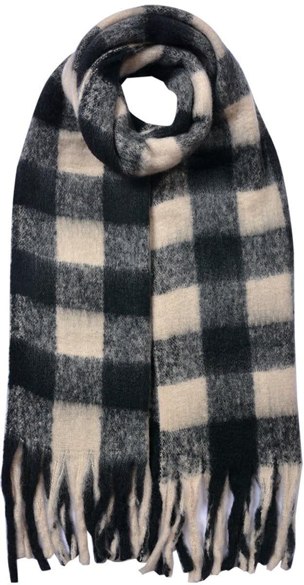 Clayre & Eef Wintersjaal Dames 39x200 cm Zwart Synthetisch