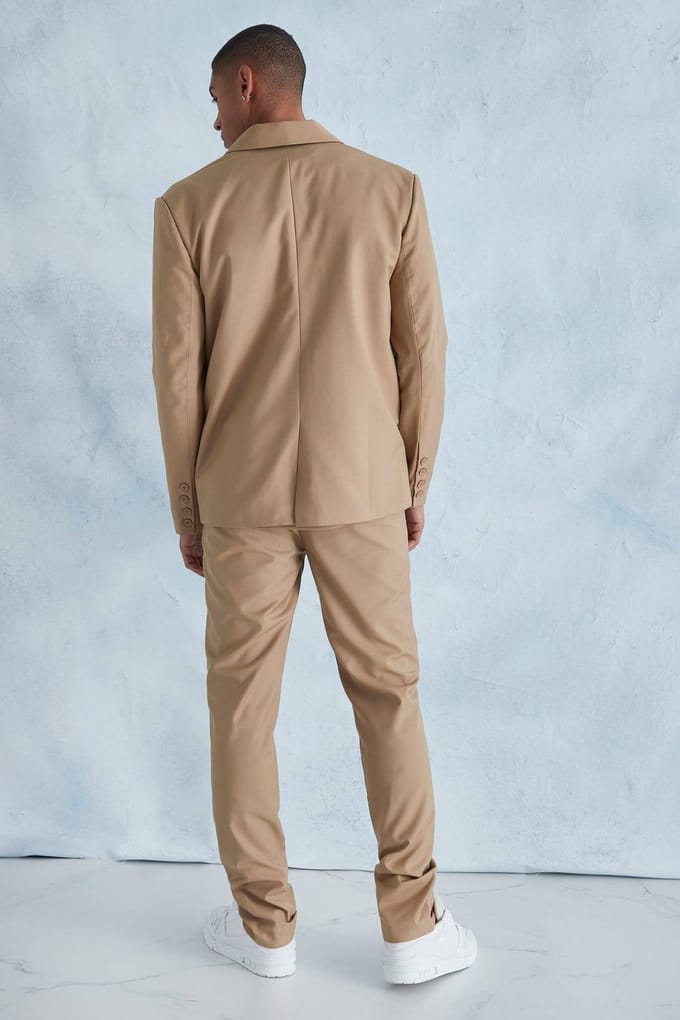 Oversized Boxy Zip Suit Jacket | Camel | Size 48