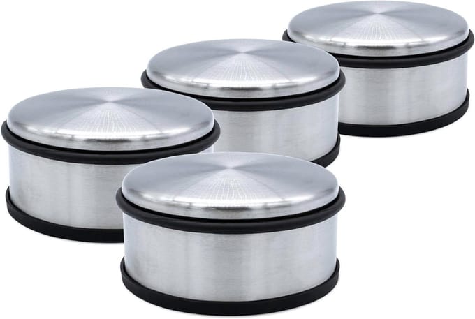 Deurstopper Set - Deur Buffer - Deuren Beschermen - Zware Roestvrij Staal - 4 stuks - Zilver