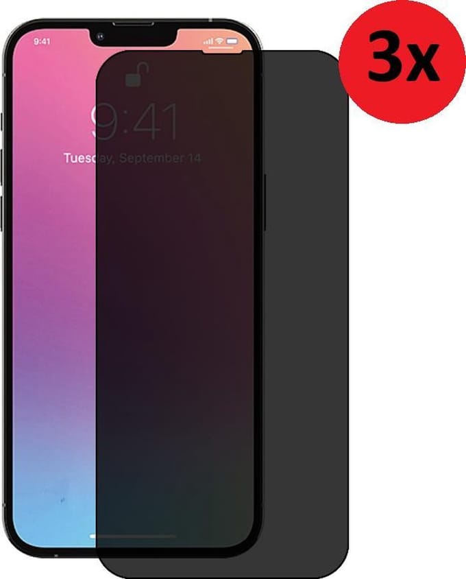 Privacy Screenprotector Geschikt voor iPhone 13 Pro Max - iPhone 13 Pro Max Privacy Screen protector Tempered Beschermglas 3x