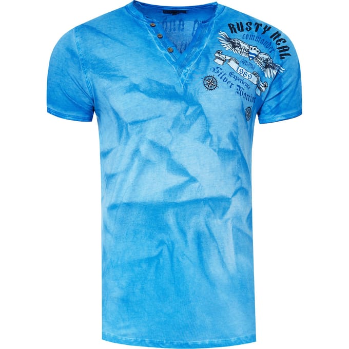 T-shirt met V-hals en voor- en achterkant bedrukt