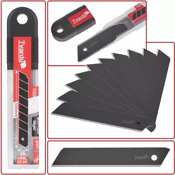Tvardy Harde stalen mesjes voor stanleymessen - 100x18x0.5mm - 10 stuks