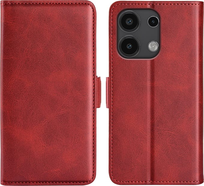 MobyDefend Hoesje - Geschikt voor Xiaomi Redmi Note 13 4G - Luxe Wallet Book Case (Sluiting Zijkant) - Rood