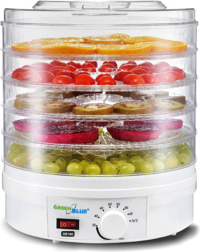 GreenBlue GB190 - Voedseldroger - Voor Fruit & Groenten Dehydrator - 250 W met 5 lades