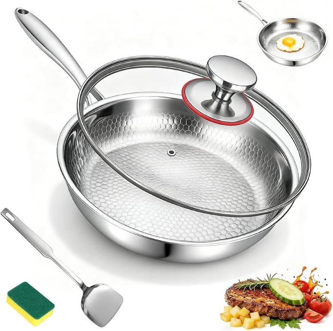 Titanium braadpan - Gehamerde pan - Gezond koken - 100% puur titanium - 26 cm - Zilver