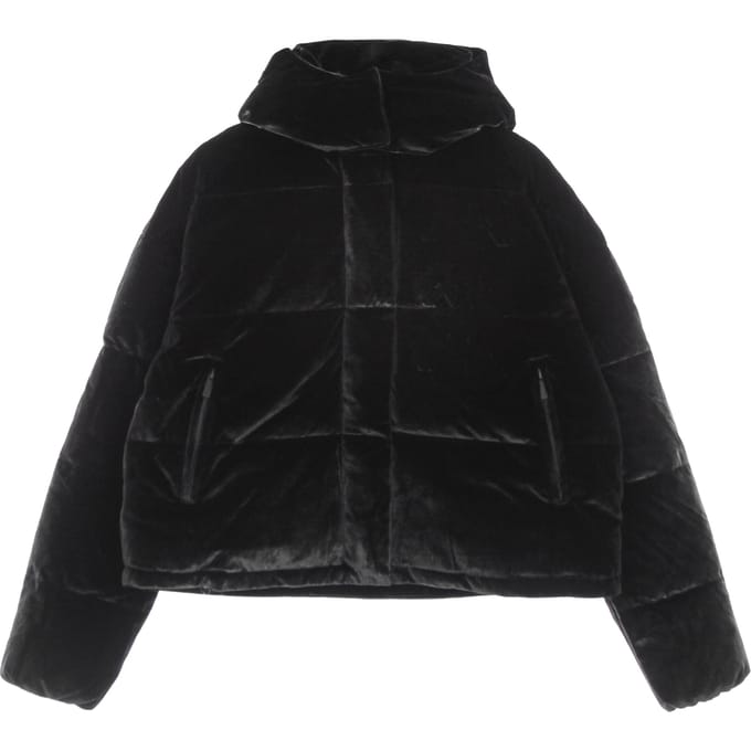 Authentiek flissy zwart donsjack voor dames