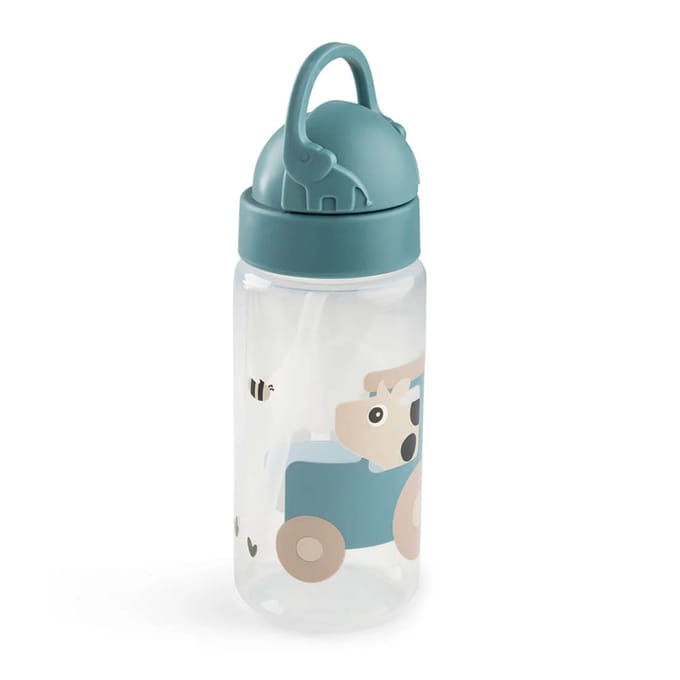 Done by Deer drinkfles met rietje tiny farm blue 350 ml